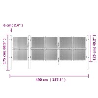 vidaXL Mesh-Gartentor Silbern 400x175 cm Verzinkter Stahl