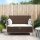 vidaXL Gartenbank 2-Sitzer mit Kissen Braun Poly Rattan