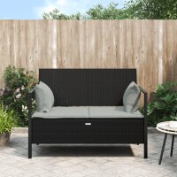 vidaXL Gartenbank 2-Sitzer mit Kissen Schwarz Poly Rattan