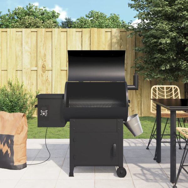 vidaXL Pelletgrill mit Schornstein Schwarz 104 cm Eisen