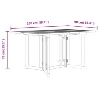 vidaXL Garten-Klapptisch Butterfly 150x90x75 cm Massivholz Teak