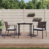 vidaXL Gartenst&uuml;hle mit Kissen 2 Stk. Braun 56,5x57x83 cm Poly Rattan