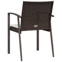 vidaXL Gartenst&uuml;hle mit Kissen 2 Stk. Braun 56,5x57x83 cm Poly Rattan