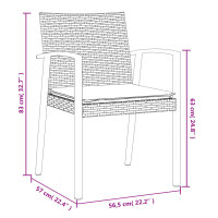 vidaXL Gartenst&uuml;hle mit Kissen 2 Stk. Braun 56,5x57x83 cm Poly Rattan