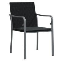 vidaXL Gartenst&uuml;hle mit Kissen 2 Stk. Schwarz 56x59x84 cm Poly Rattan