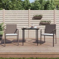 vidaXL Gartenst&uuml;hle mit Kissen 2 Stk. Braun 56x59x84 cm Poly Rattan