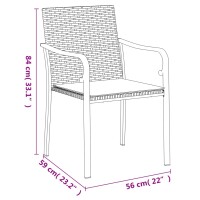 vidaXL Gartenst&uuml;hle mit Kissen 2 Stk. Braun 56x59x84 cm Poly Rattan