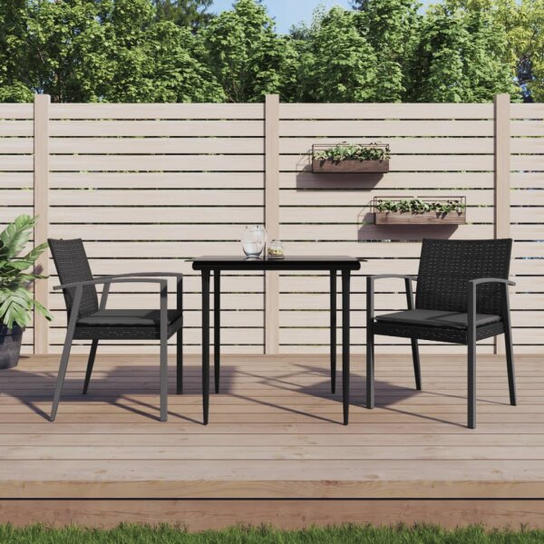 vidaXL Gartenst&uuml;hle mit Kissen 2 Stk. Schwarz 56,5x57x83cm Poly Rattan