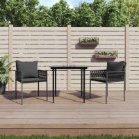 vidaXL Gartenst&uuml;hle mit Kissen 2 Stk. Schwarz 54x61x83 cm Poly Rattan