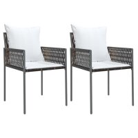 vidaXL Gartenst&uuml;hle mit Kissen 2 Stk. Braun 54x61x83 cm Poly Rattan