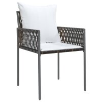 vidaXL Gartenst&uuml;hle mit Kissen 2 Stk. Braun 54x61x83 cm Poly Rattan