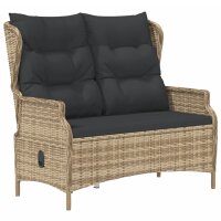 vidaXL Gartenbank 2-Sitzer mit Kissen Braun Poly Rattan