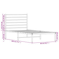 vidaXL Bettgestell mit Kopfteil Metall Wei&szlig; 75x190 cm