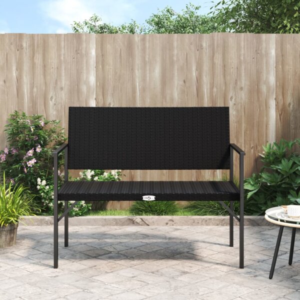 vidaXL Gartenbank 2-Sitzer Schwarz Poly Rattan