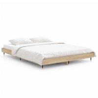 vidaXL Bettgestell Sonoma-Eiche 135x190 cm Holzwerkstoff