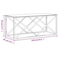 vidaXL Couchtisch 110x45x45 cm Edelstahl und Glas