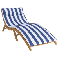 vidaXL Sonnenliegen-Auflage Blau&amp;Wei&szlig; Gestreift 180x60x3 Oxford-Gewebe