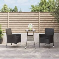 vidaXL 3-tlg. Garten-Bistro-Set mit Kissen Schwarz Poly...