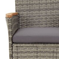 vidaXL 5-tlg. Garten-Bistro-Set mit Kissen Grau Poly Rattan