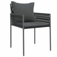 vidaXL Gartenst&uuml;hle mit Kissen 6 Stk. Schwarz 54x61x83 cm Poly Rattan