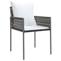 vidaXL Gartenst&uuml;hle mit Kissen 6 Stk. Braun 54x61x83 cm Poly Rattan