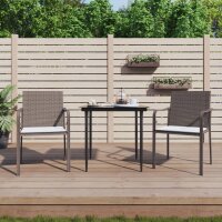 vidaXL 3-tlg. Garten-Essgruppe mit Kissen Poly Rattan und Stahl