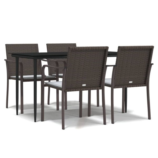 vidaXL 5-tlg. Garten-Essgruppe mit Kissen Poly Rattan und Stahl