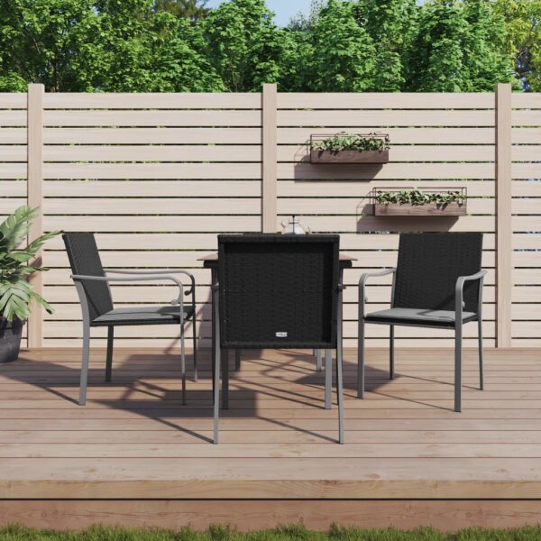 vidaXL 5-tlg. Garten-Essgruppe mit Kissen Poly Rattan und Stahl