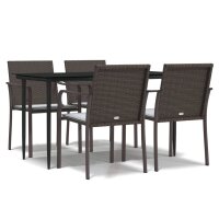 vidaXL 5-tlg. Garten-Essgruppe mit Kissen Poly Rattan und...