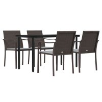 vidaXL 5-tlg. Garten-Essgruppe mit Kissen Poly Rattan und Stahl