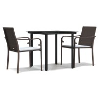 vidaXL 3-tlg. Garten-Essgruppe mit Kissen Poly Rattan und...
