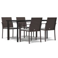 vidaXL 5-tlg. Garten-Essgruppe mit Kissen Poly Rattan und...