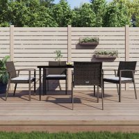 vidaXL 5-tlg. Garten-Essgruppe mit Kissen Poly Rattan und...