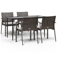 vidaXL 5-tlg. Garten-Essgruppe mit Kissen Poly Rattan und...