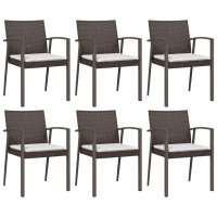 vidaXL 7-tlg. Garten-Essgruppe mit Kissen Poly Rattan und Stahl