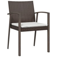 vidaXL 7-tlg. Garten-Essgruppe mit Kissen Poly Rattan und Stahl