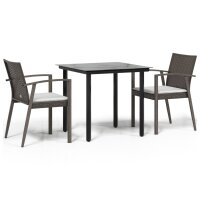 vidaXL 3-tlg. Garten-Essgruppe mit Kissen Poly Rattan und...