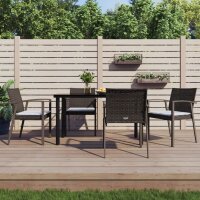 vidaXL 5-tlg. Garten-Essgruppe mit Kissen Poly Rattan und...