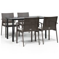 vidaXL 5-tlg. Garten-Essgruppe mit Kissen Poly Rattan und...