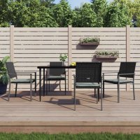 vidaXL 5-tlg. Garten-Essgruppe mit Kissen Poly Rattan und...