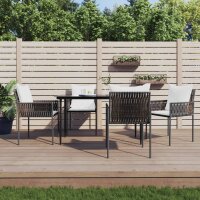 vidaXL 5-tlg. Garten-Essgruppe mit Kissen Poly Rattan und...