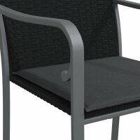 vidaXL Gartenst&uuml;hle mit Kissen 4 Stk. Schwarz 56x59x84 cm Poly Rattan