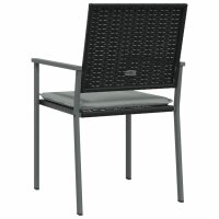 vidaXL Gartenst&uuml;hle mit Kissen 6 Stk. Schwarz 54x62,5x89cm Poly Rattan