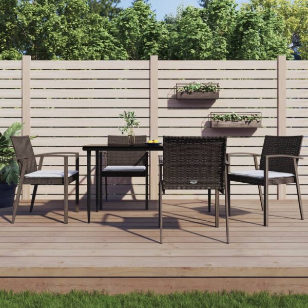 vidaXL Gartenst&uuml;hle mit Kissen 4 Stk. Braun 56,5x57x83 cm Poly Rattan