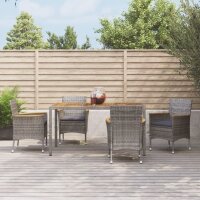 vidaXL 5-tlg. Garten-Essgruppe mit Kissen Grau Poly Rattan