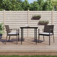 vidaXL 3-tlg. Garten-Essgruppe mit Kissen Poly Rattan und...