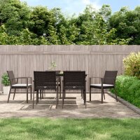 vidaXL Gartenst&uuml;hle mit Kissen 6 Stk. Braun 56,5x57x83 cm Poly Rattan