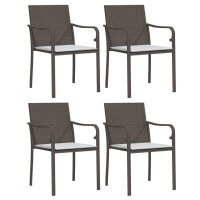 vidaXL Gartenst&uuml;hle mit Kissen 4 Stk. Braun 56x59x84 cm Poly Rattan