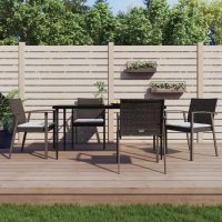 vidaXL 5-tlg. Garten-Essgruppe mit Kissen Poly Rattan und...