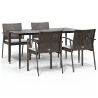 vidaXL 5-tlg. Garten-Essgruppe mit Kissen Poly Rattan und...